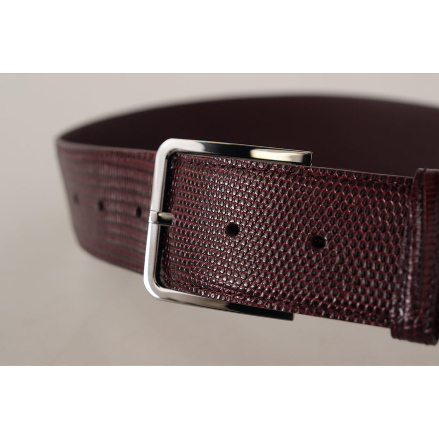 Dolce & Gabbana Elegant Maroon Leather Belt with Engraved Buckle