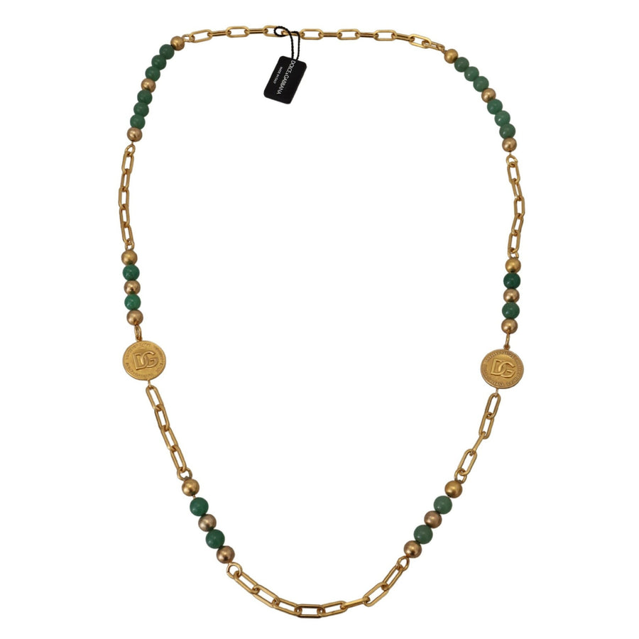 Dolce & Gabbana Elegant Gold-Plated Gemstone Necklace