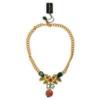 Dolce & Gabbana Elegant Gold-Tone Floral Fruit Necklace