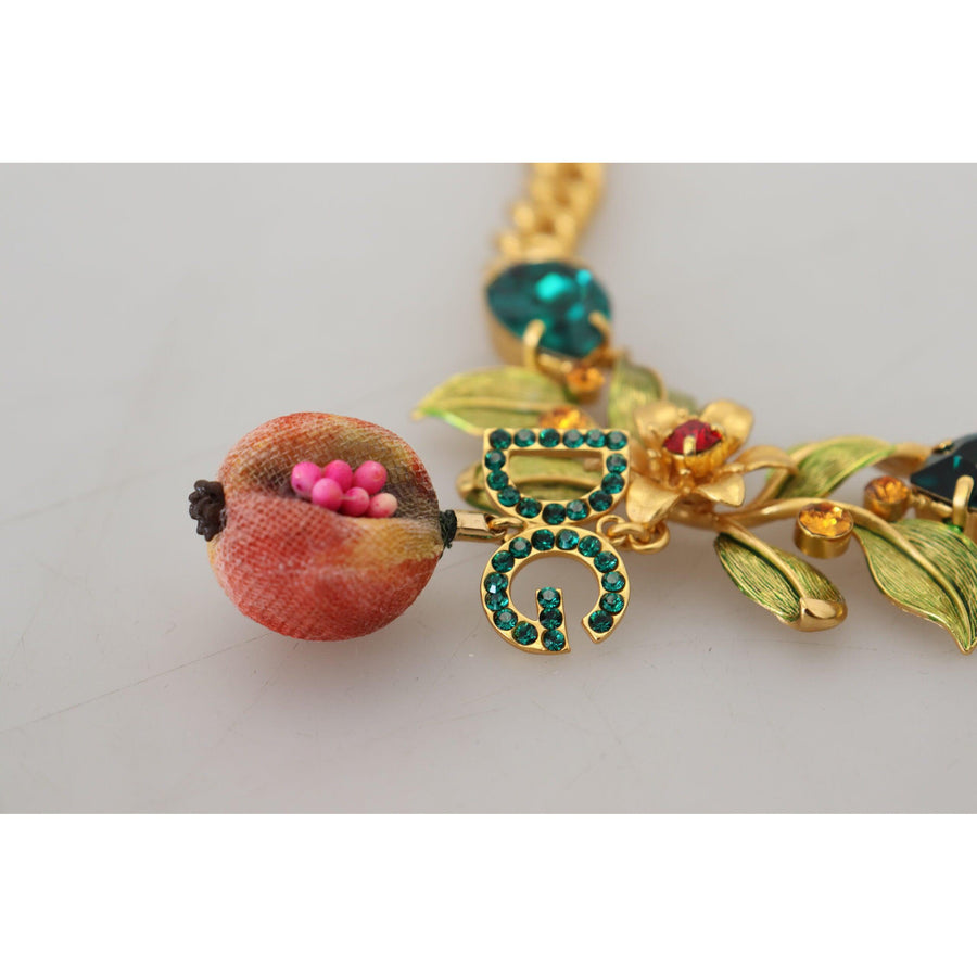 Dolce & Gabbana Elegant Gold-Tone Floral Fruit Necklace