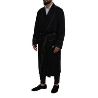 Dolce & Gabbana Elegant Black Silk Long Robe Coat