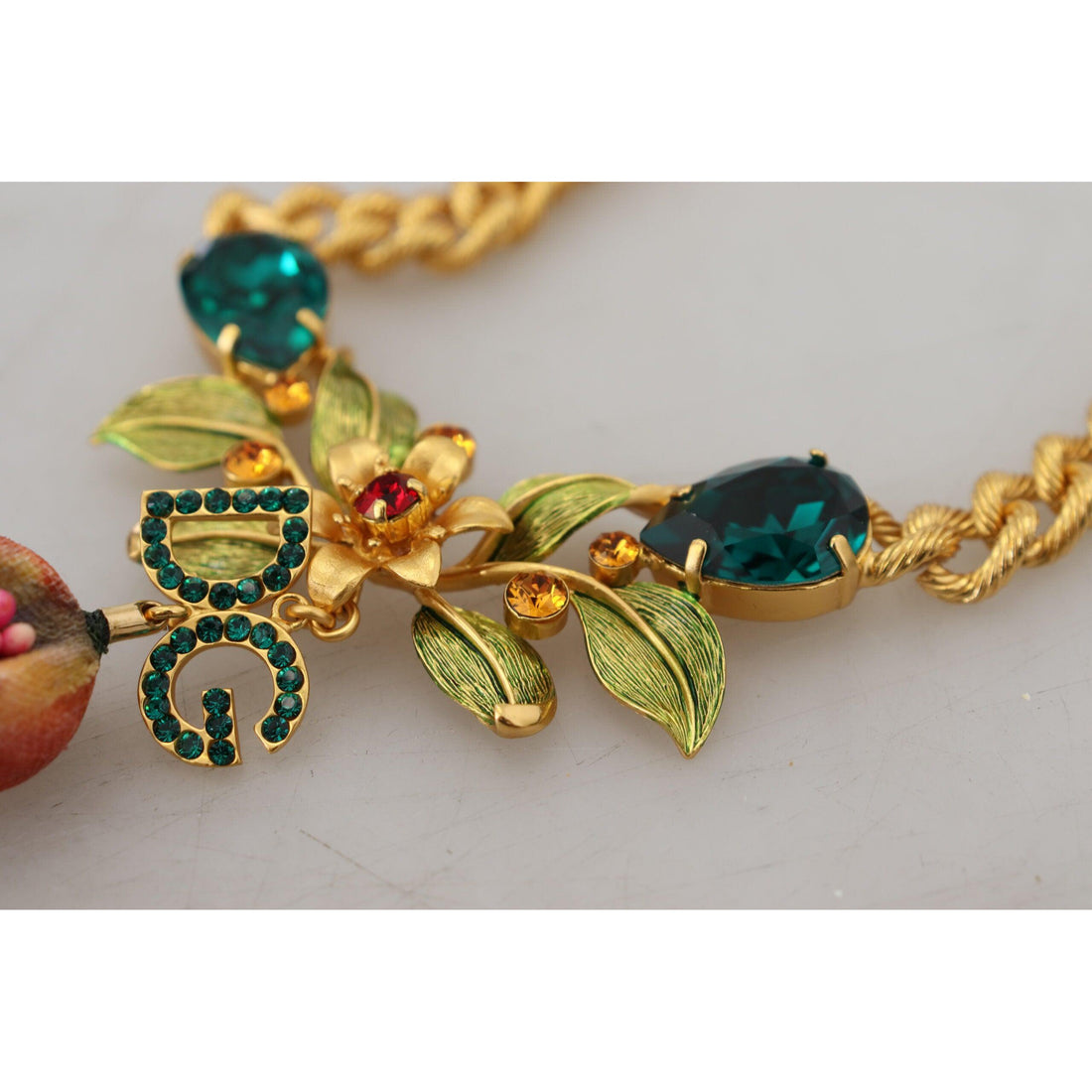 Dolce & Gabbana Elegant Gold-Tone Floral Fruit Necklace