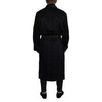 Dolce & Gabbana Elegant Black Silk Long Robe Coat