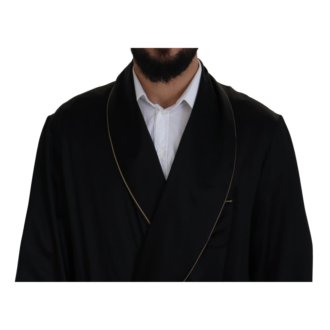 Dolce & Gabbana Elegant Black Silk Long Robe Coat