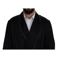 Dolce & Gabbana Elegant Black Silk Long Robe Coat