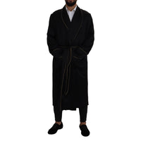 Dolce & Gabbana Elegant Black Silk Long Robe Coat