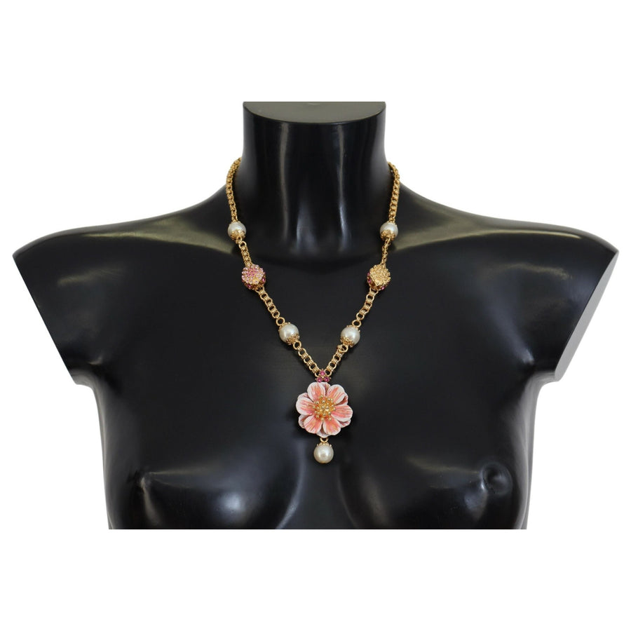 Dolce & Gabbana Elegant Floral Statement Charm Necklace