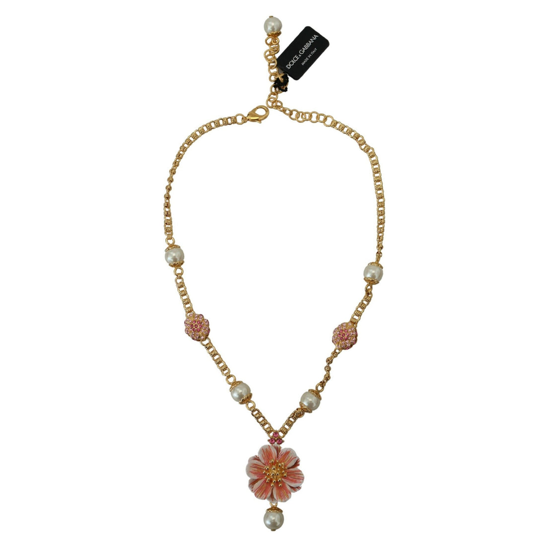 Dolce & Gabbana Elegant Floral Statement Charm Necklace