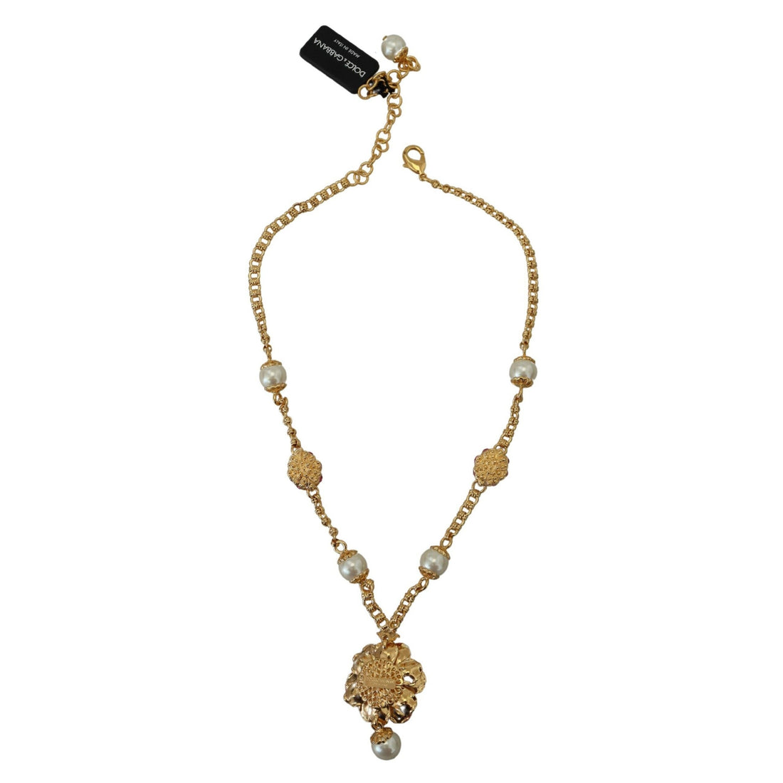 Dolce & Gabbana Elegant Floral Statement Charm Necklace