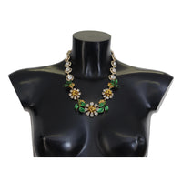 Dolce & Gabbana Elegant Gold Tone Crystal Statement Necklace