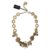 Dolce & Gabbana Elegant Gold Tone Crystal Statement Necklace