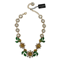 Dolce & Gabbana Elegant Gold Tone Crystal Statement Necklace