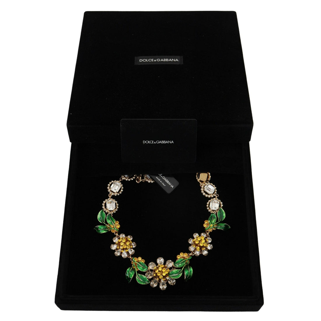 Dolce & Gabbana Elegant Gold Tone Crystal Statement Necklace