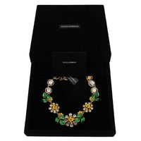 Dolce & Gabbana Elegant Gold Tone Crystal Statement Necklace