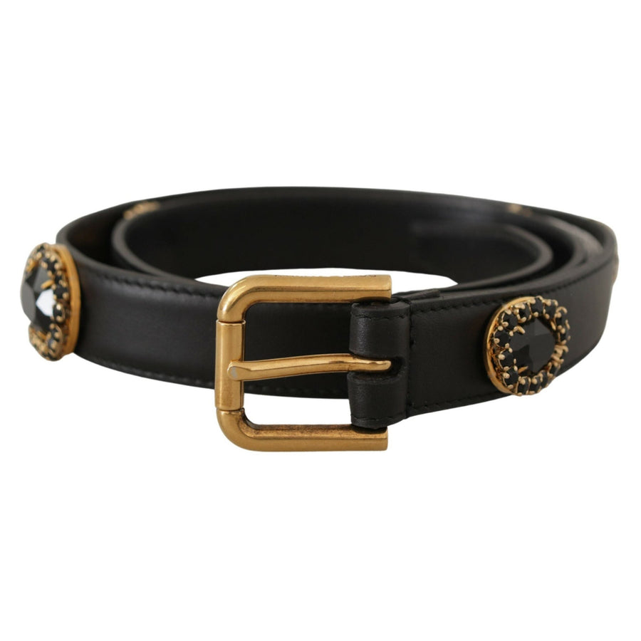 Dolce & Gabbana Elegant Black Leather Logo Belt