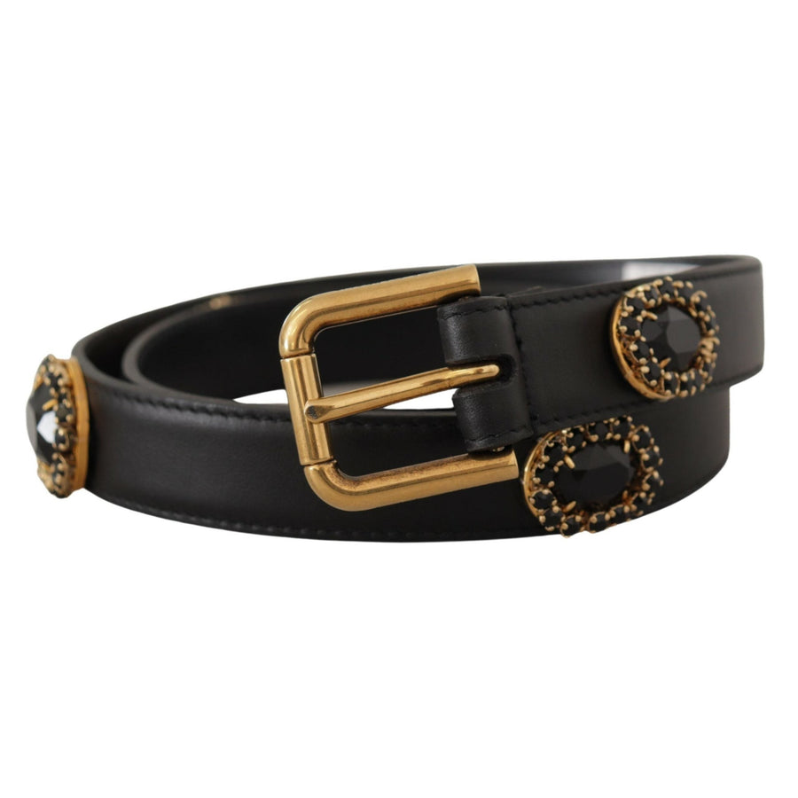 Dolce & Gabbana Elegant Black Leather Logo Belt