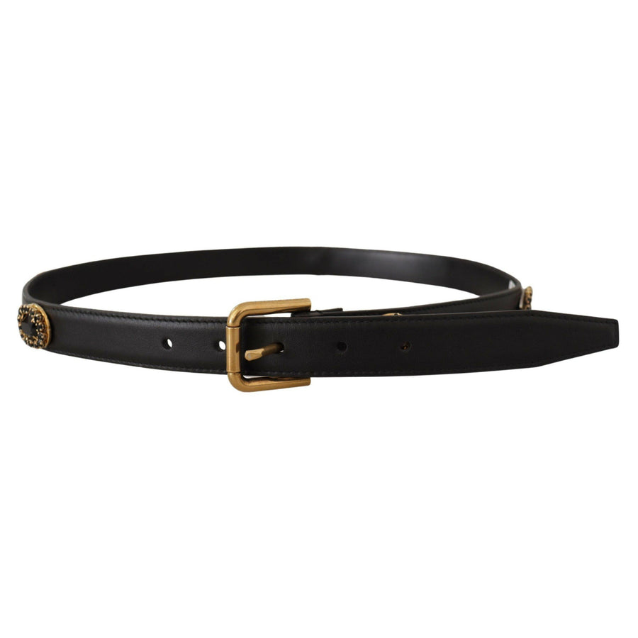 Dolce & Gabbana Elegant Black Leather Logo Belt