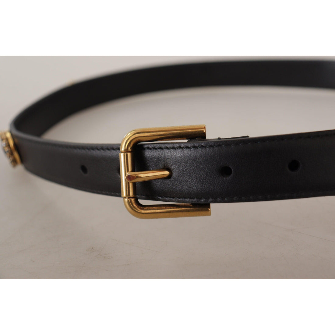 Dolce & Gabbana Elegant Black Leather Logo Belt