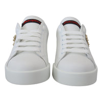 Dolce & Gabbana White Logo Patch Embellished Sneakers Shoes