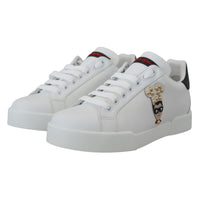 Dolce & Gabbana White Logo Patch Embellished Sneakers Shoes