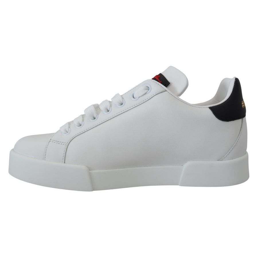 Dolce & Gabbana White Logo Patch Embellished Sneakers Shoes