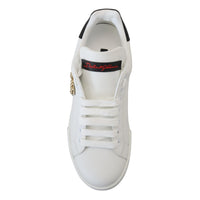 Dolce & Gabbana White Logo Patch Embellished Sneakers Shoes