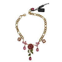 Dolce & Gabbana Elegant Floral Roses Gold-Plated Necklace