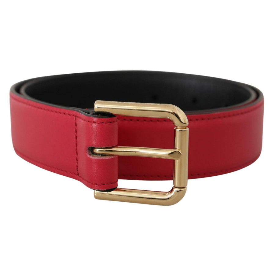 Dolce & Gabbana Elegant Red Leather Belt with Gold-Tone Buckle