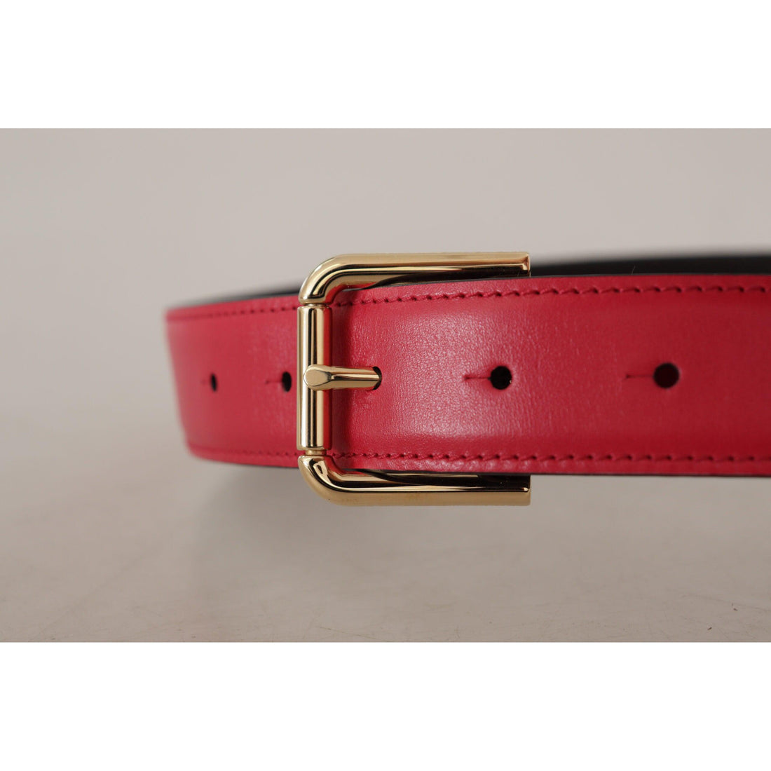 Dolce & Gabbana Elegant Red Leather Belt with Gold-Tone Buckle