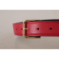 Dolce & Gabbana Elegant Red Leather Belt with Gold-Tone Buckle