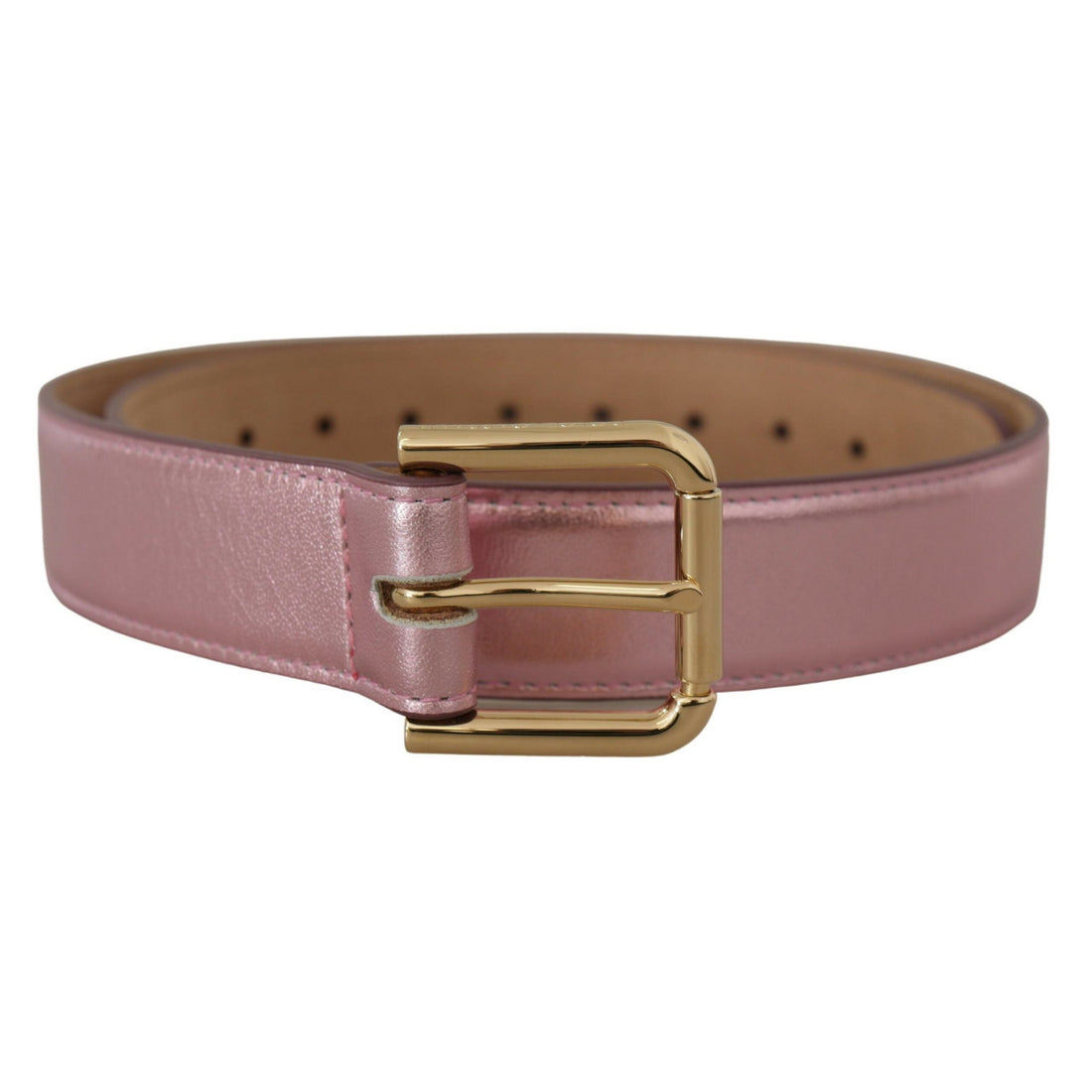 Dolce & Gabbana Elegant Metallic Pink Leather Belt