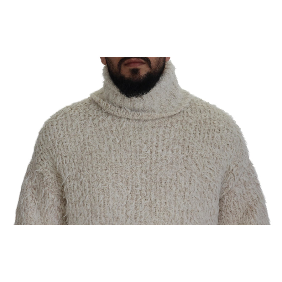 Dolce & Gabbana Elegant Cream Turtleneck Wool Blend Sweater