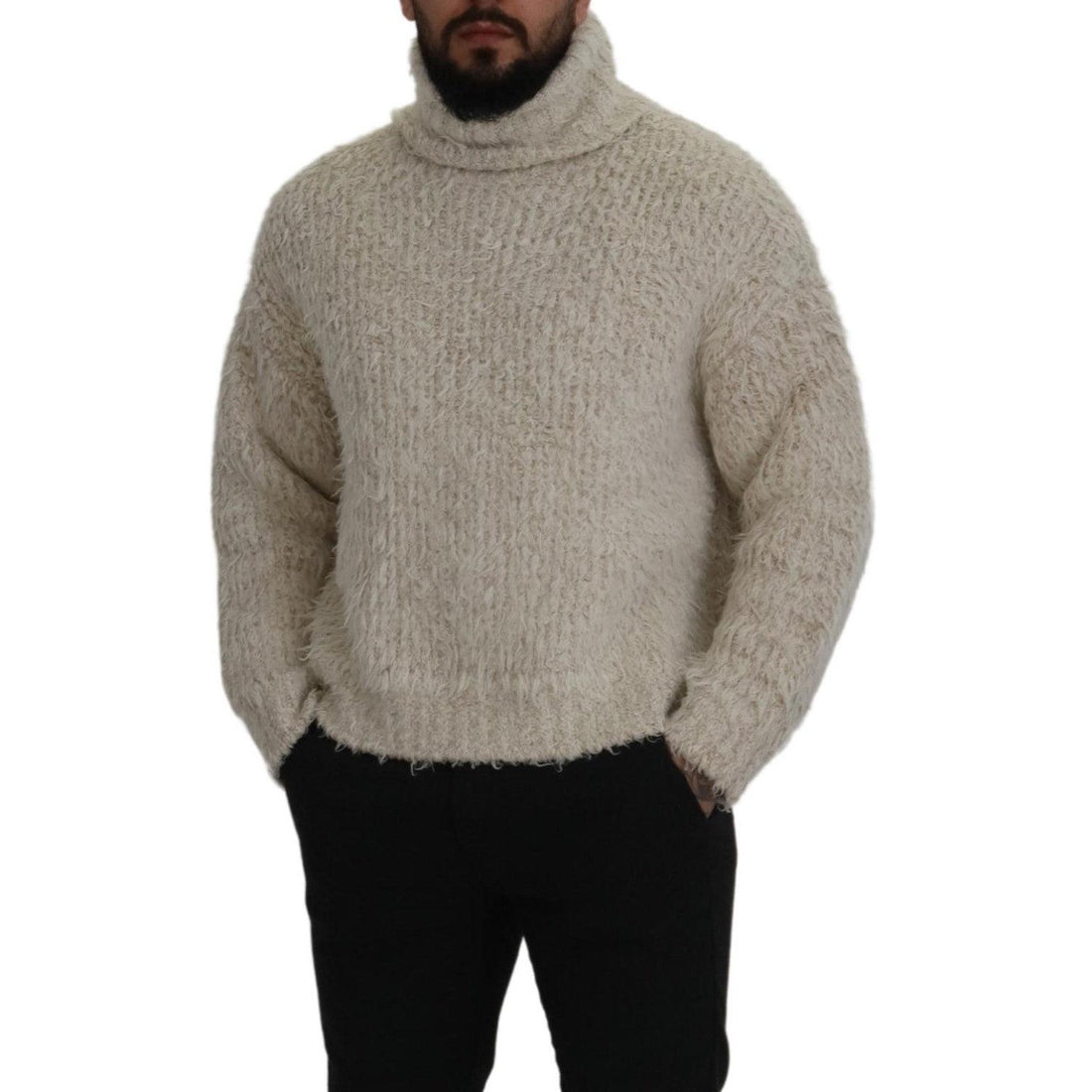 Dolce & Gabbana Elegant Cream Turtleneck Wool Blend Sweater