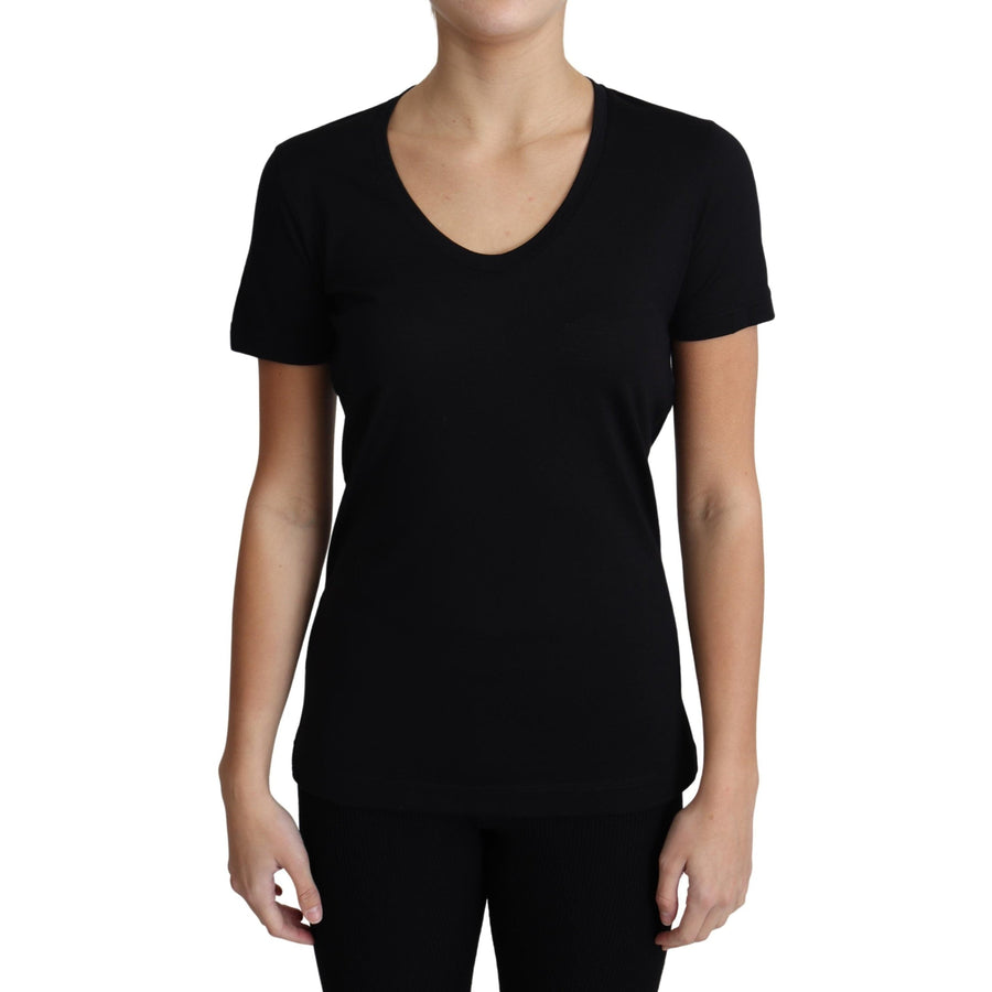 Dolce & Gabbana Elegant Black Wool Round Neck T-Shirt