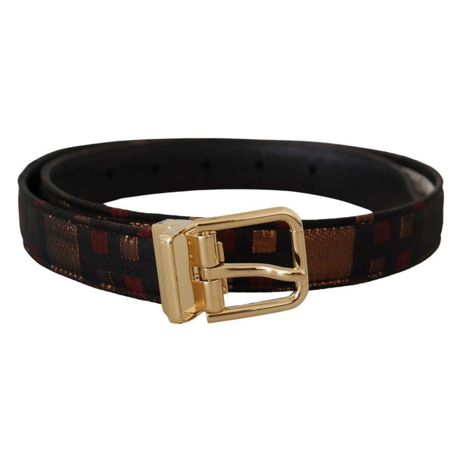 Dolce & Gabbana Multicolor Leather Belt with Gold Buckle