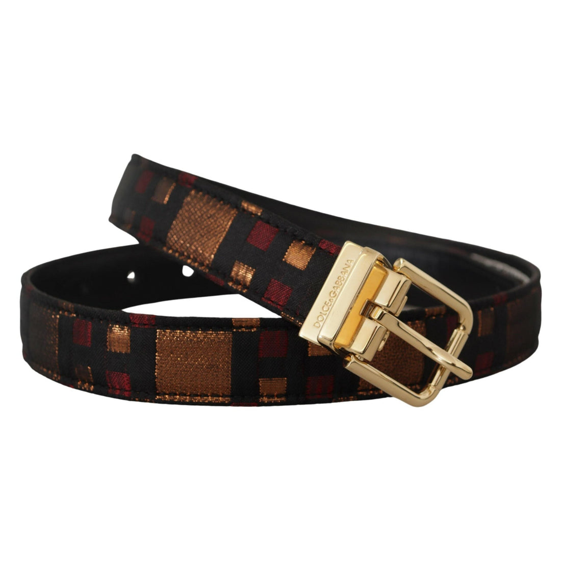 Dolce & Gabbana Multicolor Leather Belt with Gold Buckle