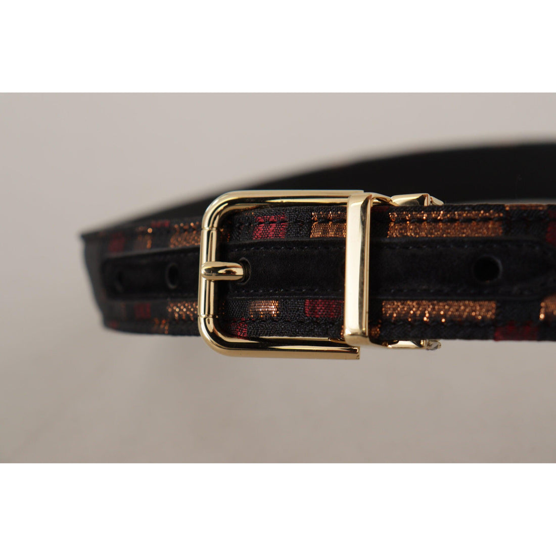 Dolce & Gabbana Multicolor Leather Belt with Gold Buckle