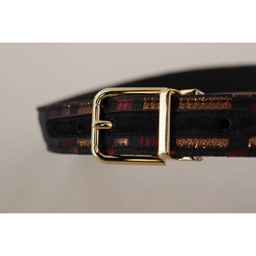 Dolce & Gabbana Multicolor Leather Belt with Gold Buckle