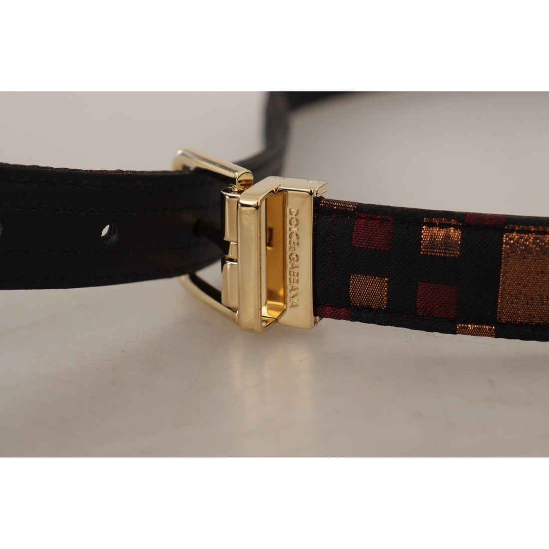 Dolce & Gabbana Multicolor Leather Belt with Gold Buckle