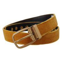 Dolce & Gabbana Elegant Velvet Gold Buckle Women's Belt