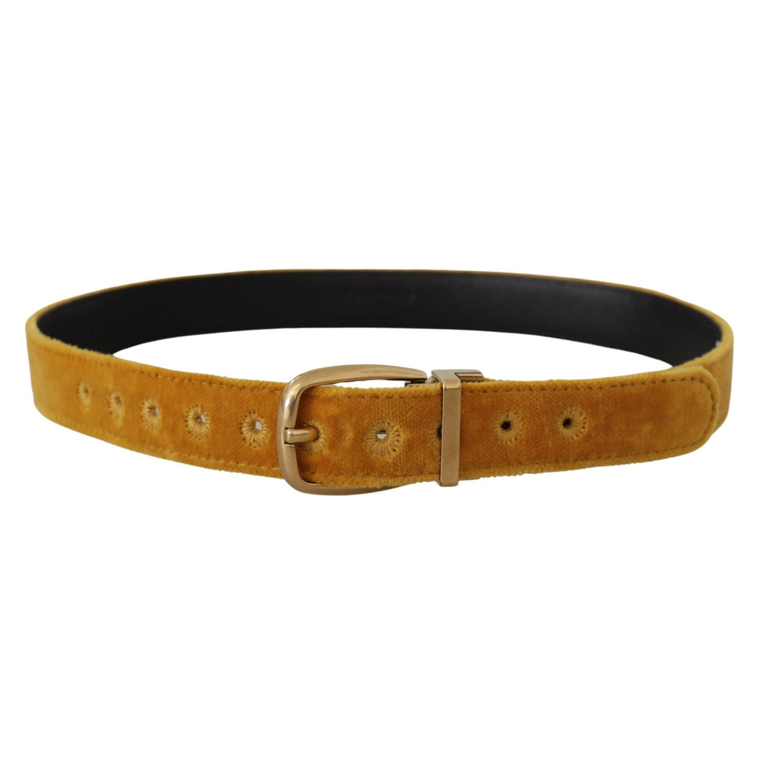 Dolce & Gabbana Elegant Velvet Gold Buckle Women's Belt