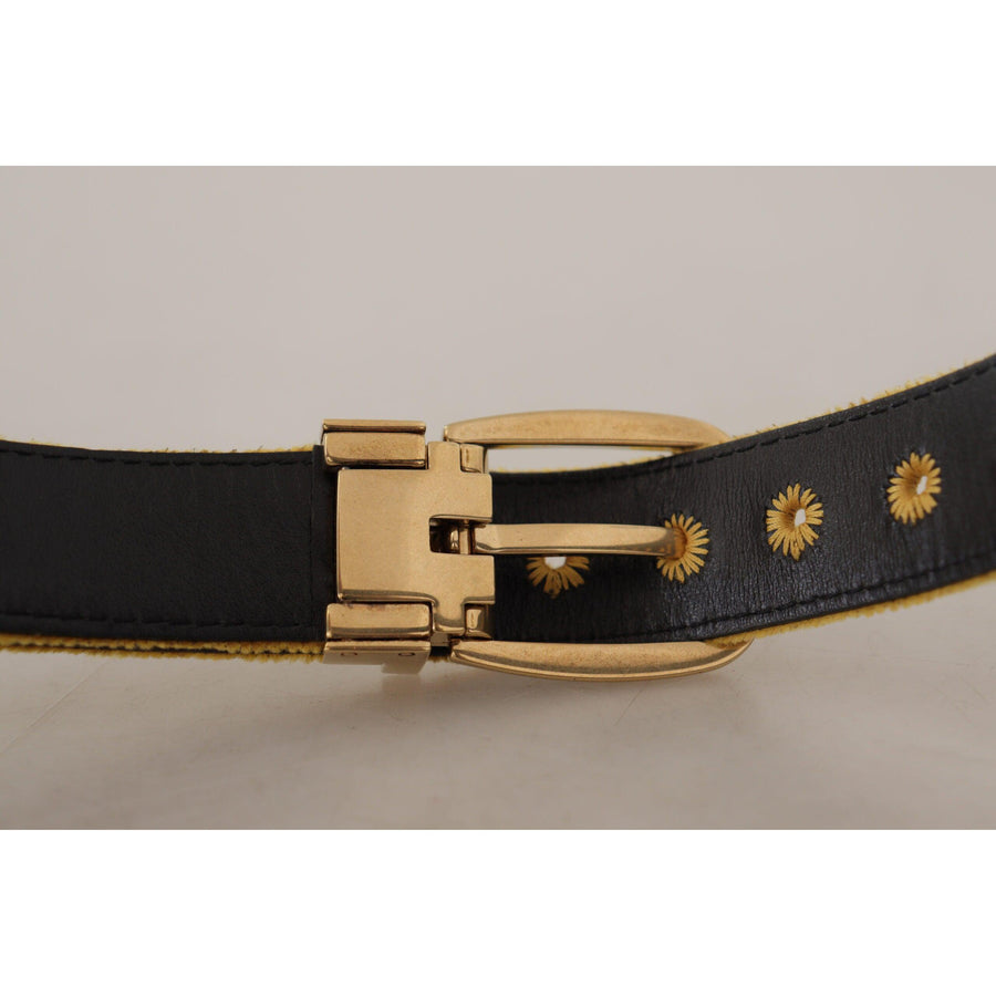 Dolce & Gabbana Elegant Velvet Gold Buckle Women's Belt