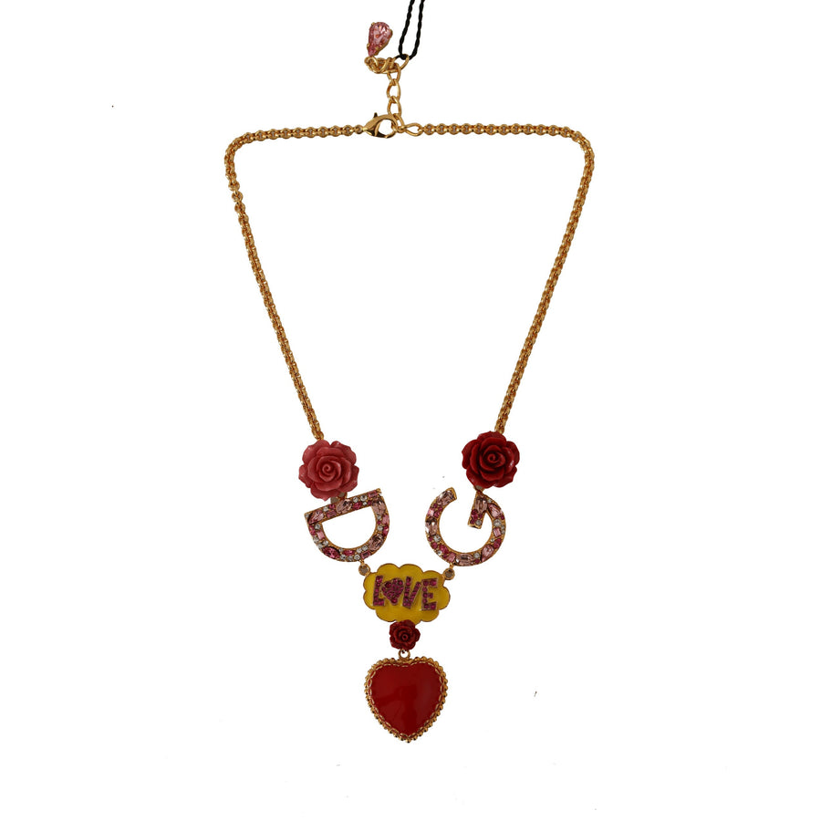 Dolce & Gabbana Glamorous Gold Crystal Charm Necklace