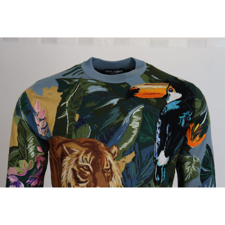 Dolce & Gabbana Jungle Embroidered Wool-Silk Sweater