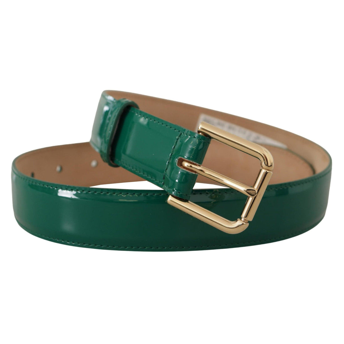 Dolce & Gabbana Elegant Green Leather Belt with Gold Buckle Detail