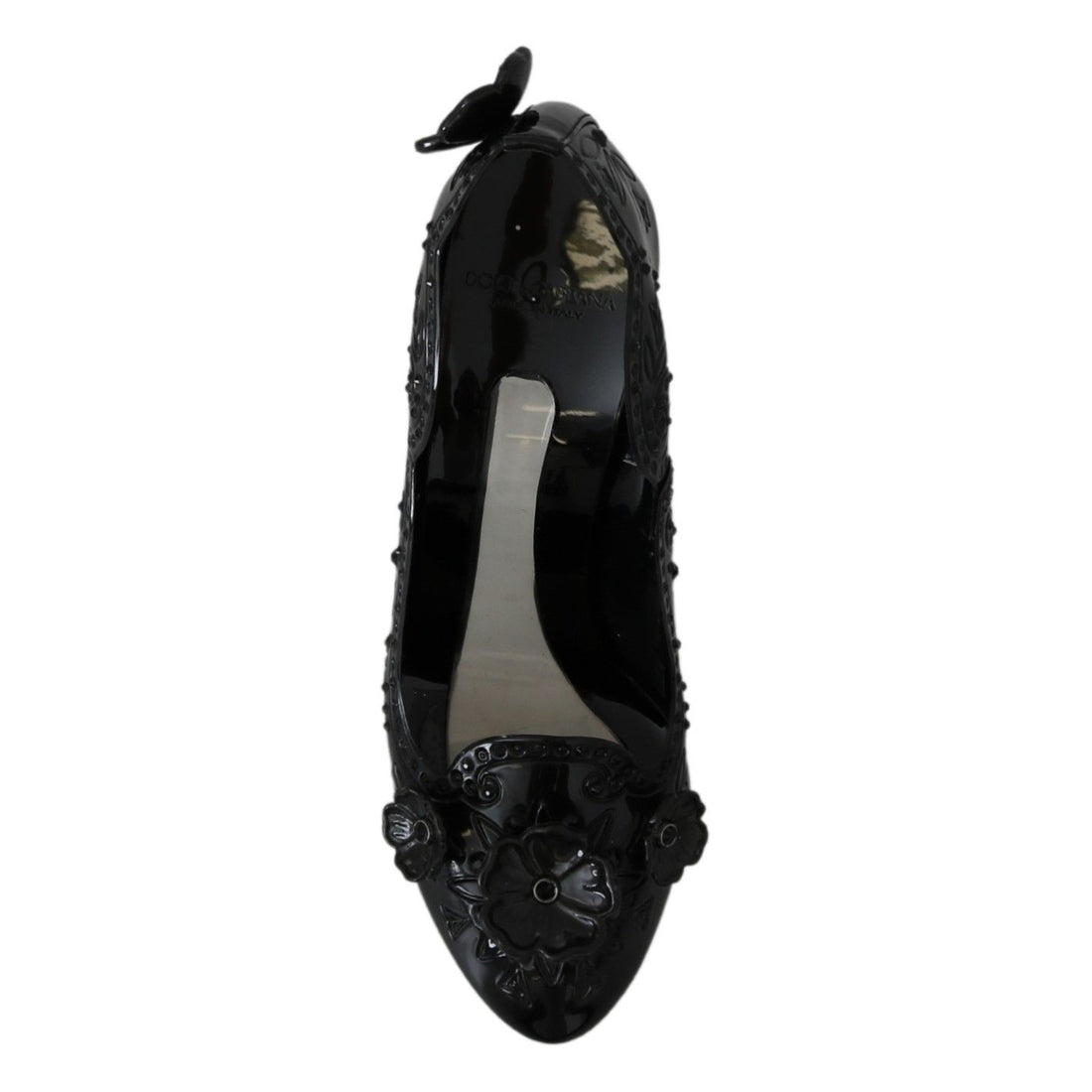 Dolce & Gabbana Black Floral Crystal CINDERELLA Women's Shoes