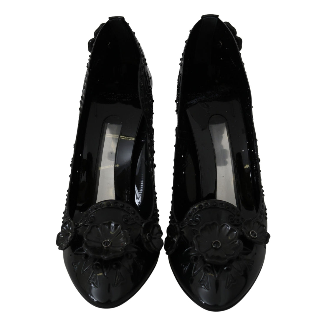 Dolce & Gabbana Black Floral Crystal CINDERELLA Women's Shoes