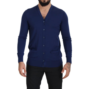 Dolce & Gabbana Elegant Virgin Wool Blue Cardigan Sweater