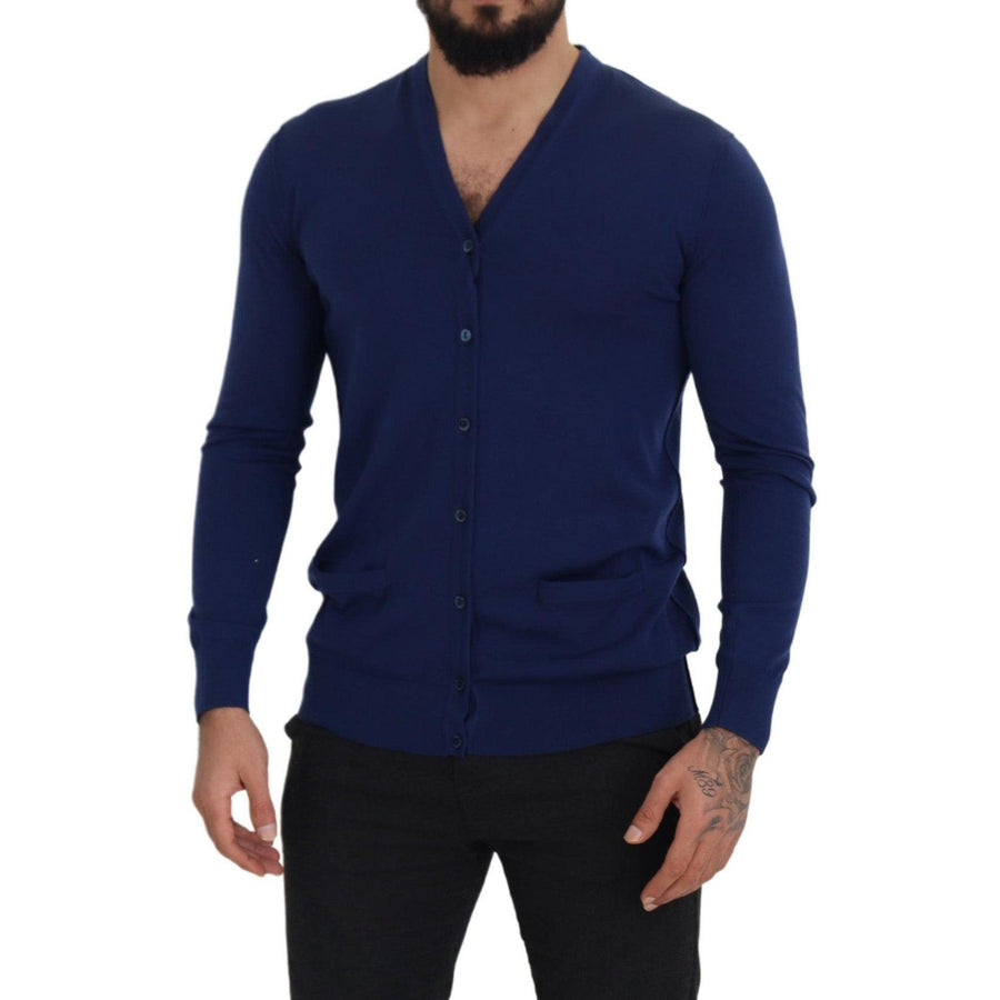 Dolce & Gabbana Elegant Virgin Wool Blue Cardigan Sweater