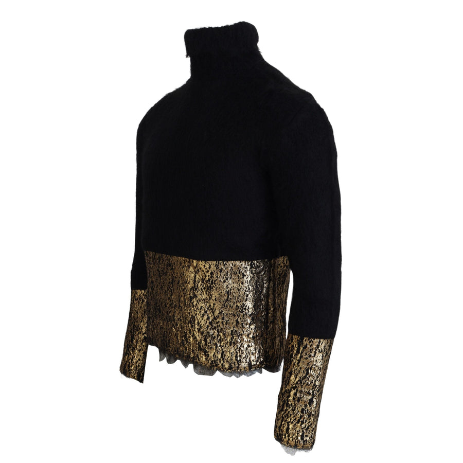 Dolce & Gabbana Stunning Black and Gold Crewneck Sweater